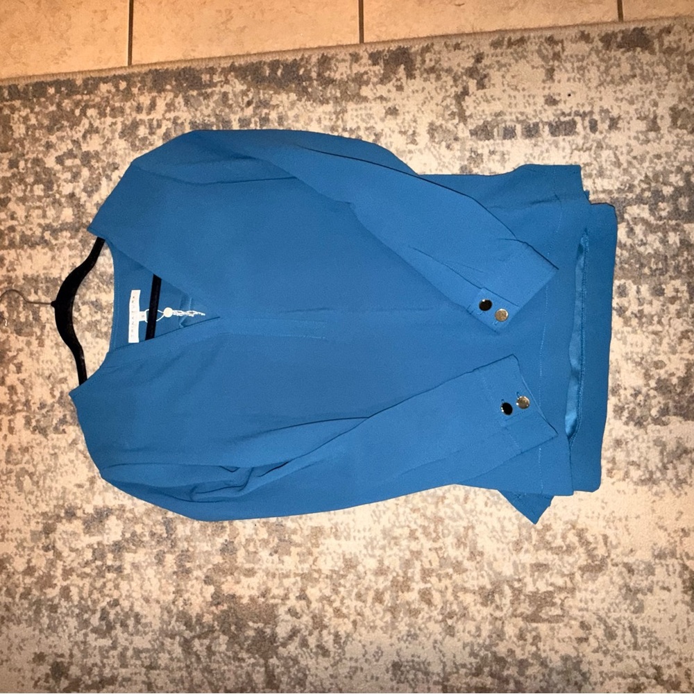 Trina Turk Teal Long-Sleeve Blouse
